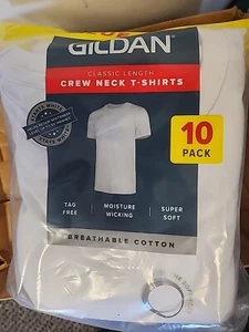 New Gildan Men’s 10 Pack Crew Neck White T-Shirts Sizes S or 2XL - Picture 1 of 4