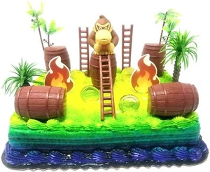 Donkey Kong Birthday Cake Topper Set 15 Piece Deluxe Donkey Kong Set - Brand New - Picture 1 of 1