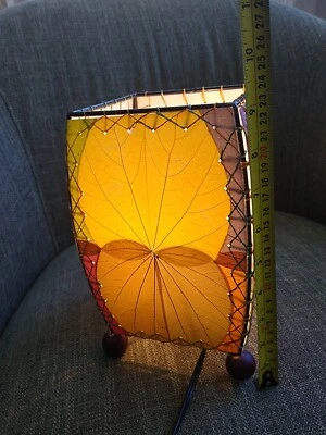   Table Lamp Leaves Wood Finials Feet - Image 1 of 4