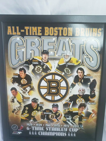 Boston Bruins All-Time Greats Framed Poster Print 15x12 Bobby Orr, Cam Neely Cover