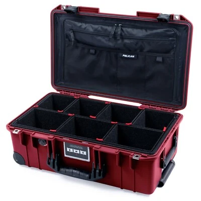 Black Trolley Oxblood & Black Pelican 1535 Air case - TrekPak & combo lid pouch