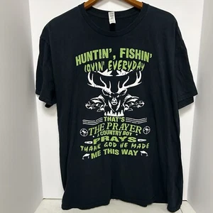 Huntin' Fishin' Lovin' Everyday Tee T-Shirt Mens Black Size 2XL - Picture 1 of 4