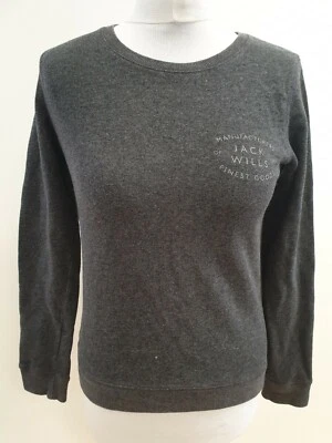 R357 WOMENS JACK WILLS GREY CREW NECK CASUAL SWEATSHIRT JUMPER UK 6 EU 34 - Image 1 of 3