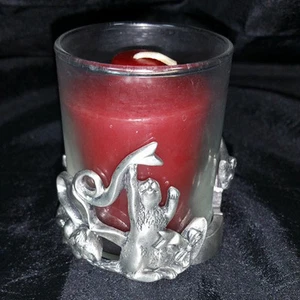 Kitty Cat Christmas Gift Pewter Votive Candle *NEW* - Picture 1 of 3