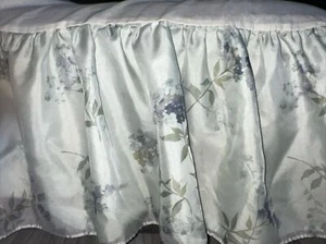 Croscill Floral Twin Bedskirt Green With Purple Flowers Sheer Overlay - Picture 1 of 8