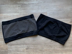 2 Bustier Oberteile - trägerlos - schwarz + schwarz-weiß gepunktet - TOP - Bild 1 von 4