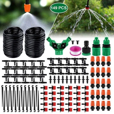 Sistema de riego por goteo de 149 piezas para plantas de jardín auto riego micro manguera rociador kit Foto 1 de 4