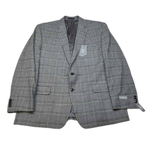 Cappotto sportivo Michael Kors Kent uomo 46R 46 nero bianco quadri elasticizzato classico $295