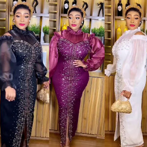 Robe de soirée femme en maille maille africaine dashiki taille plus robe de mariée bodycon