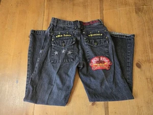Vintage Youth Blac Label Jeans Wide Leg Black Embroidery Size Boys 12 Skater - Picture 1 of 7