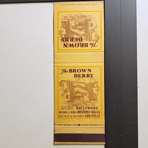 The Brown Derby Hollywood Beverly Hills 1940s Vintage Matchbook - Picture 1 of 3