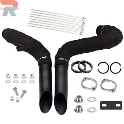 2" LAF Exhaust Pipes for Harley Sportster Softail Black Wrapped - Image 1 of 4
