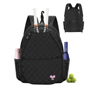 Aaiwa Tennis Bag Quilted Tennis Sling Crossbody Backpack Water Resistant Black - Picture 1 of 16