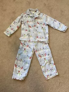 Pottery Barn Niños Niños Talla 6 Conjunto Muñeco de Nieve Navidad Pijama Top Pantalones Azul Claro - Imagen 1 de 9