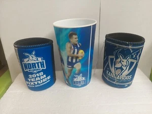 AFL North Melbourne Kangaroos Plastic Tumbler And 2 Can Coolers - Jersey - Picture 1 of 5