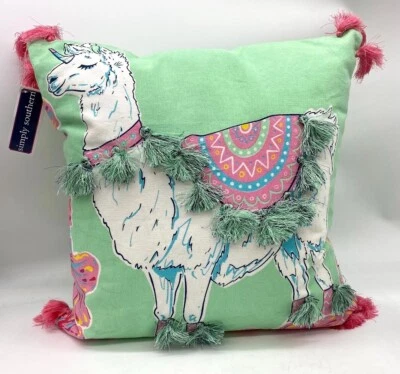Simply Southern Llama Unicorn Tassels Decorative 18" Pillow - Image 1 of 3