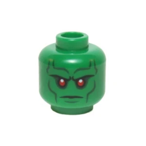 LEGO - Minifig, Head - Red Eyes, Gray Eyebrows & Cheek Lines Stern Expression - Picture 1 of 1