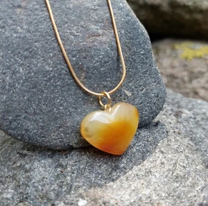 Colgante Corazón Ámbar Caramelo Blanco Piedra Báltica Natural Plata de Ley 925 - Imagen 1 de 5