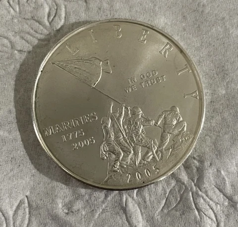 2005 P Proof $1 Marine Corps 230th Anniversary Silver Dollar Cover