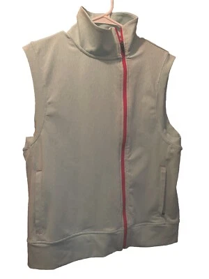 MPG Mujer M Azul Rojo Borde Entrenamiento Chaleco Sin Mangas Detalle Cremallera Completa Asimétrico Foto 1 de 4