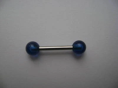 Barra de acero inoxidable grado implante bolas azules 12G 5/8 hechas en EE. UU.  Foto 1 de 2
