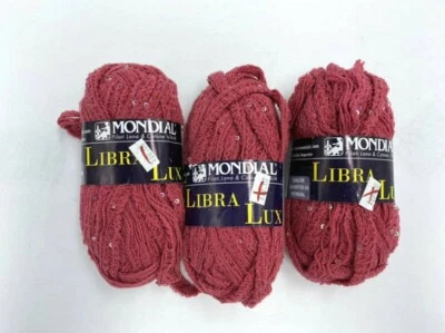 Hilo Mondial Libra Lux Algodón Voluminoso Texturizado Lentejuelas Hilo 0580 Rosa Lote de 3 Foto 1 de 4