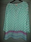 WOMENS TOP SHIRT FADED GLORY SIZE 3X GREEN FLORAL MULTI HIPPY CHIC PEASANT 