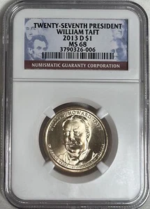 2013-D William Howard Taft 27th Presidential Dollar NGC MS68. $450 List Price! - Picture 1 of 4