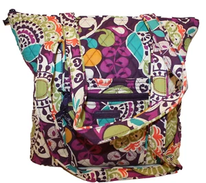 Vera Bradley Villager Tote Bag Plum Crazy Multicolor Quilted Cotton Pocket NEW - Picture 1 of 4