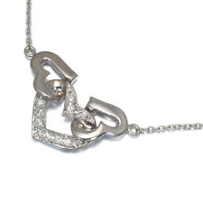 Auth STAR JEWELRY Necklace Waved Heart Diamond 0.10ct 18K 750 White Gold