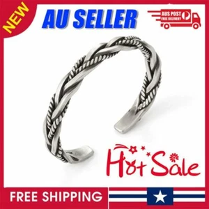 Mens Vintage Open Bangle Silver Thai Handmade Twisted Cuff Bracelet AT - Picture 1 of 8