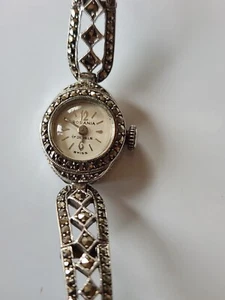 Rodania Ladies Watch Hand Winding Sterling Silver With Marcasite Working... - Picture 1 of 10