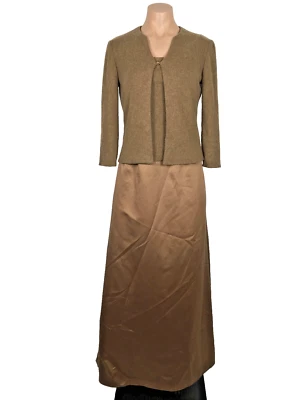 Vestido de Noche Vintage Jim Hjelm Ocasiones Marrón con Cárdigan Talla 8 Foto 1 de 4