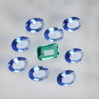 41 Ct./9 Pcs Oval Cut Blue Sapphire & Green Emerald Loose Gemstones Lot - Image 1 of 4