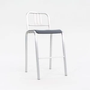 2022 New Nine-O Bar Stools by Ettore Sottsass for Emeco w/ Upholstery 18x Avail - Picture 1 of 11