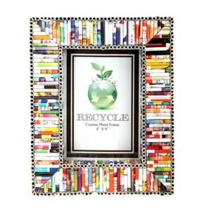 Recycled Paper Tubes Picture / Photo Frame Free-standing Home Eco Gift from Bali - Picture 1 of 10