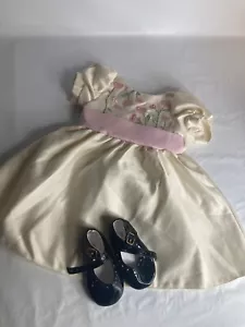 My Twinn Doll Girl Satin Floral Dress Black Shoes for the 23" Doll - Picture 1 of 1