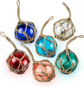 SAILINGSTORY Glass Fishing Float Beach Ornaments for Christmas Tree 4", Coastal - Picture 1 of 6