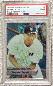 1994 BOWMAN'S BEST DEREK JETER BLUE REFRACTOR RC #2 ~PSA 9~MINT SLAB~POP 149/34^