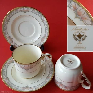 2 sets: Noritake Japan Ivory Bone China 9737 'Barrymore' Footed Cups & Saucers - Picture 1 of 12