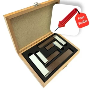 Proops 4pc Engineers Try Squares Set in Wooden Display Box 2" 3" 4" 6". M9114 - Picture 1 of 4