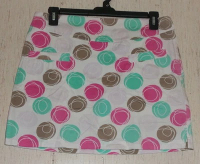 EXCELENTE PANTALÓN CORTO MUJER LIJA BLANCO CON ESTAMPADO REDONDO GEOMÉTRICO TALLA 8 Foto 1 de 3