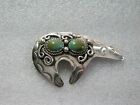 Navajo Sterling Silver Turquoise Arched Bear Pendant Brooch Albert Cleveland