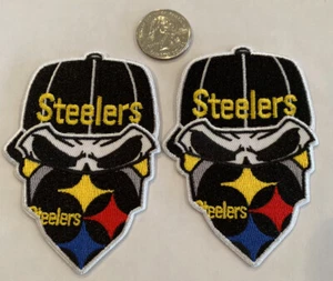 (2)-Pittsburgh Steelers Vintage Style Embroidered Iron On Patch  3.75” x 2.5” - Picture 1 of 3