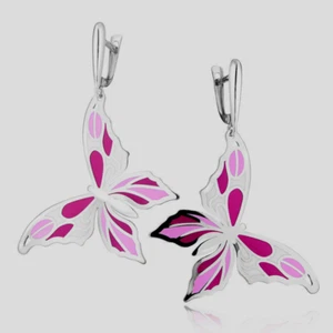 Ohrringe Silberohrringe Schmetterling Damenohrringe mit Emaille Markenschmuck - Picture 1 of 3