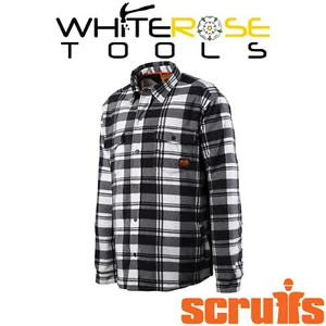 Scruffs Worker Fully Padded Checked Work Shirt Black / White Long Sleeved - Picture 1 of 10