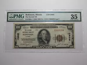 $100 1929 Robinson Illinois National Currency Bank Note Bill Ch. #13605 VF35 PMG - Picture 1 of 5