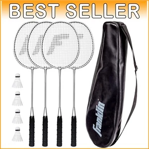 Complete Badminton Equipment Set with 4 Rackets & 4 Shuttlecocks - Unisex - Picture 1 of 11