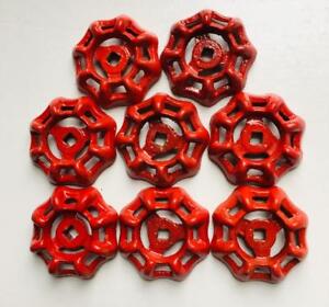 Lot of 8 VTG RED Water Valve Handles Steampunk Distressed Farmhouse 