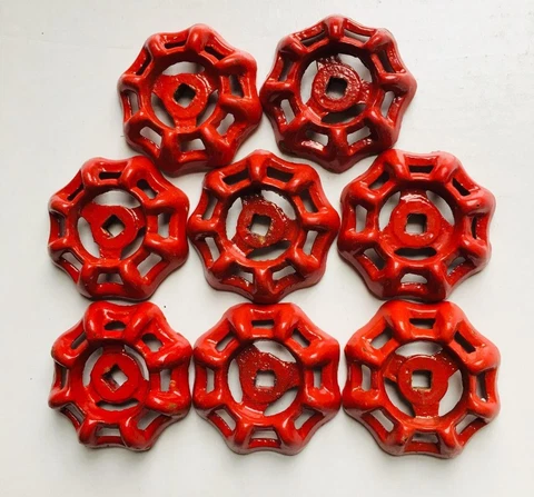 Lot of 8 VTG RED Water Valve Handles Steampunk Distressed Farmhouse Cover